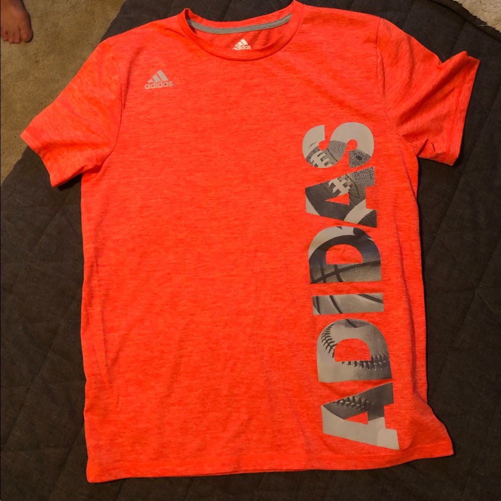 Orange Adidas dry fit T-shirt. Youth XL.